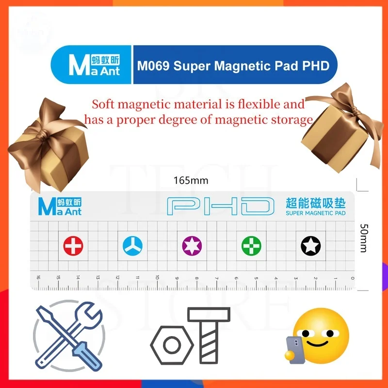 Professional Magnetic Adsorption Strip Anti-Corrosive Soft Material Non-Fall Off Measuring Scale for Desktop Screws Organization