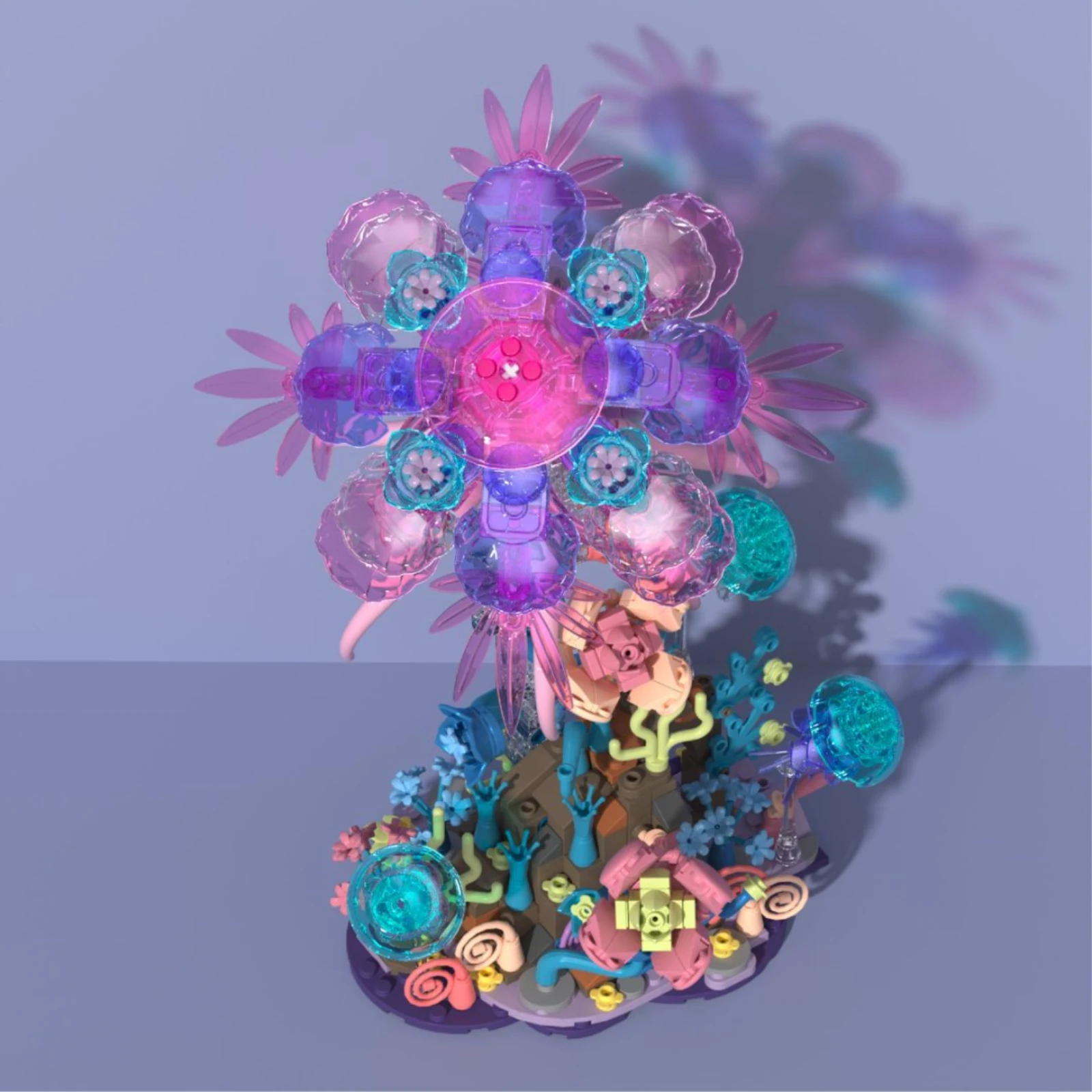 Bloques de Construcción MOC de Medusas Marinas y Flores Marinas, Animales Simulados, Flores de Ensamblaje, Adornos DIY, Juguetes de Ladrillos, Regalos Navideños para Niños