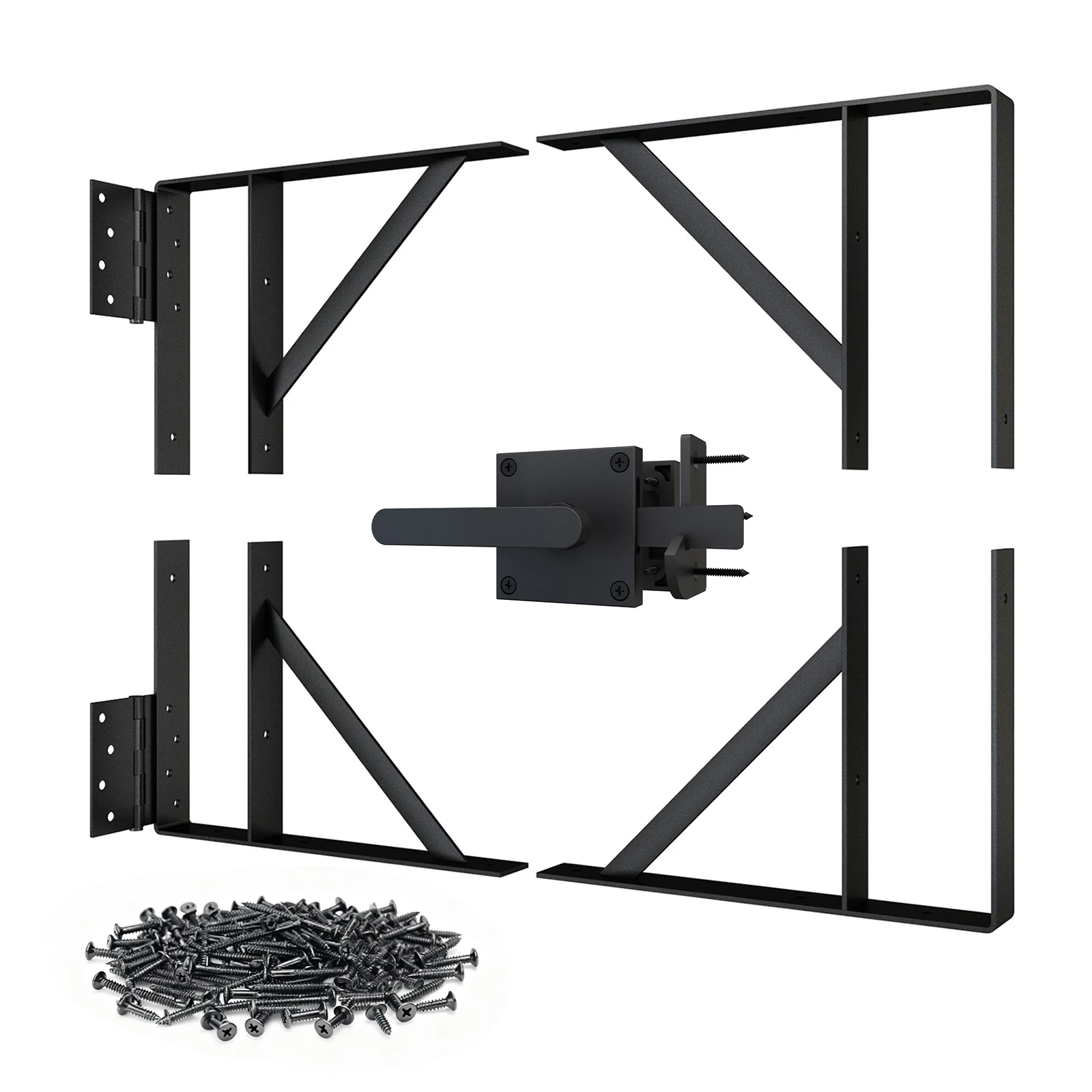 

Сверхмощный комплект фурнитуры для деревянного забора, угловой кронштейн, стальные петли и защелка для левых ворот, конструкция без прорезей для наружного забора