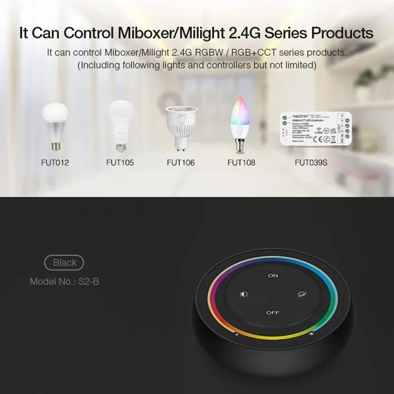Miboxer 2.4G Round Remote Rainbow dimmer Switch 2 /3 in 1 LED Strip Light Controller DC12~24V