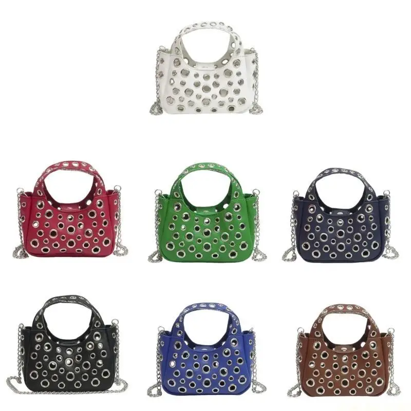 

X90D Women Bag Creative Shoulder Crossbody Bag Hollow Rivets Commuting Bag for Travel