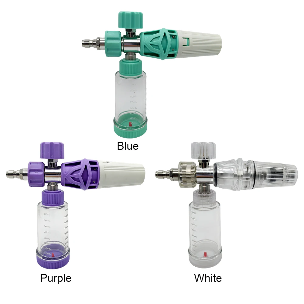 100ml Pressure Washer Gun Adjustable Foam Spray Pot 1/4 Inch Quick-Connect Liquid Foam Sprayer for Cleaning Cars SUVs