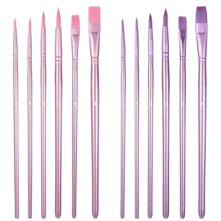 

Nylon Paint Brushes Set Watercolor Acrylic Paint Brushes for Beginners Practical Art Supplies Purple Pink Detailing Drawing Can