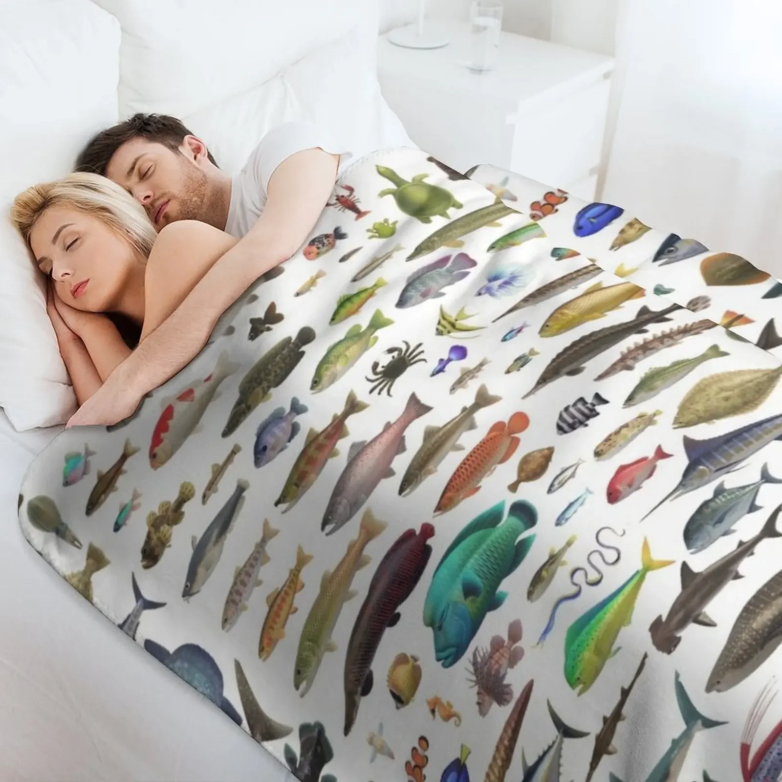 ALL FISH N STUFF Critterpedia رمي بطانية مرجحة تتحرك الشعر الفانيلا النسيج بطانية