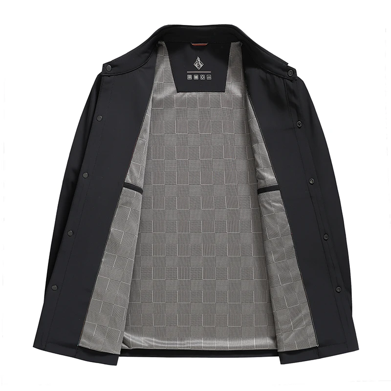 2025 Autumn New Arrival Men Daily Basic Coat Black Excutive Jacket Turn Down Collar Single Breasted Oufits Smart Casual Attire