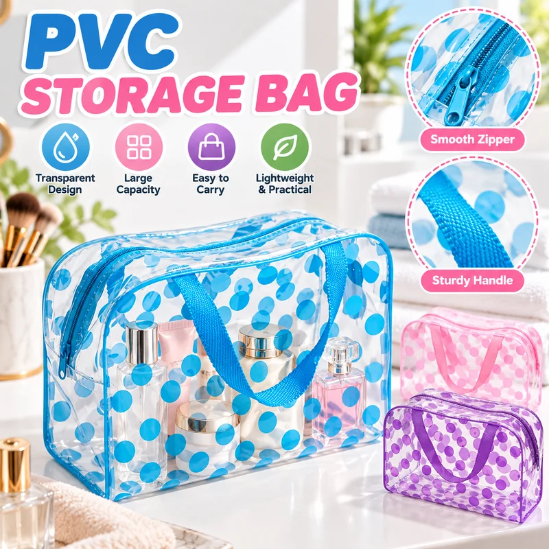 Transparent PVC Makeup Bags Portable Women's Floral Waterproof Cosmetic Bag Travel Washing Toiletry Shower Storage Pouches