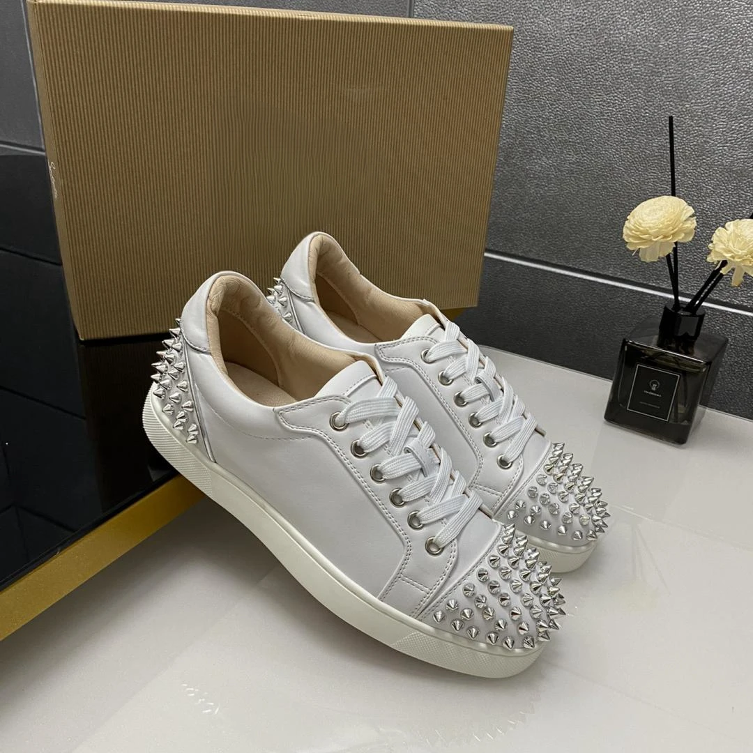 Summer Cl White High Top Shoes Couple Causal Shoes High Top Shoes Women's Fashion Design Riveted Red Sole Casual Shoes