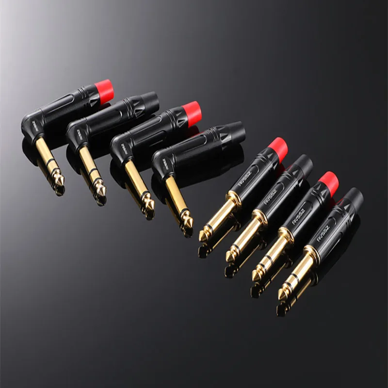 

1-20 PCS ﻿ 6.35 Big 2/3 Core Audio Amplifier Microphone Mixing Console Guitar Cable Connector Right Angle Bend 90 ° Audio Plug ﻿