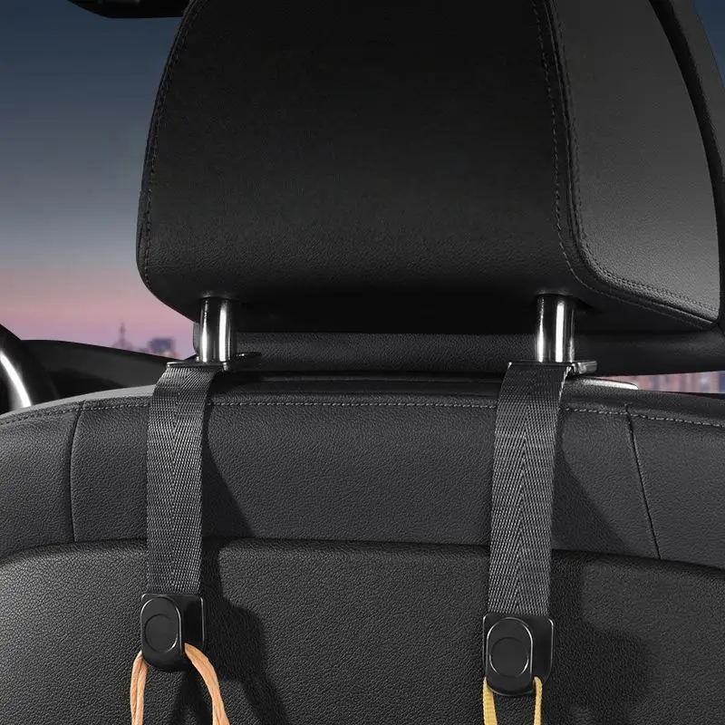 2Pcs Car Seat Back Webbing Hanger Adjustable Car Rear Front Seat Bag Storage Hook Car Back Seat Sundries Organizer Clip