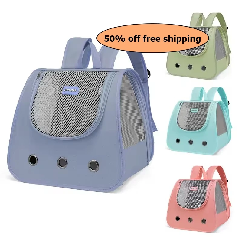 

Cat Backpack Supplies foldable Portable breathable double shoulder cat bag foldable puppy backpack fashionable Free shipping