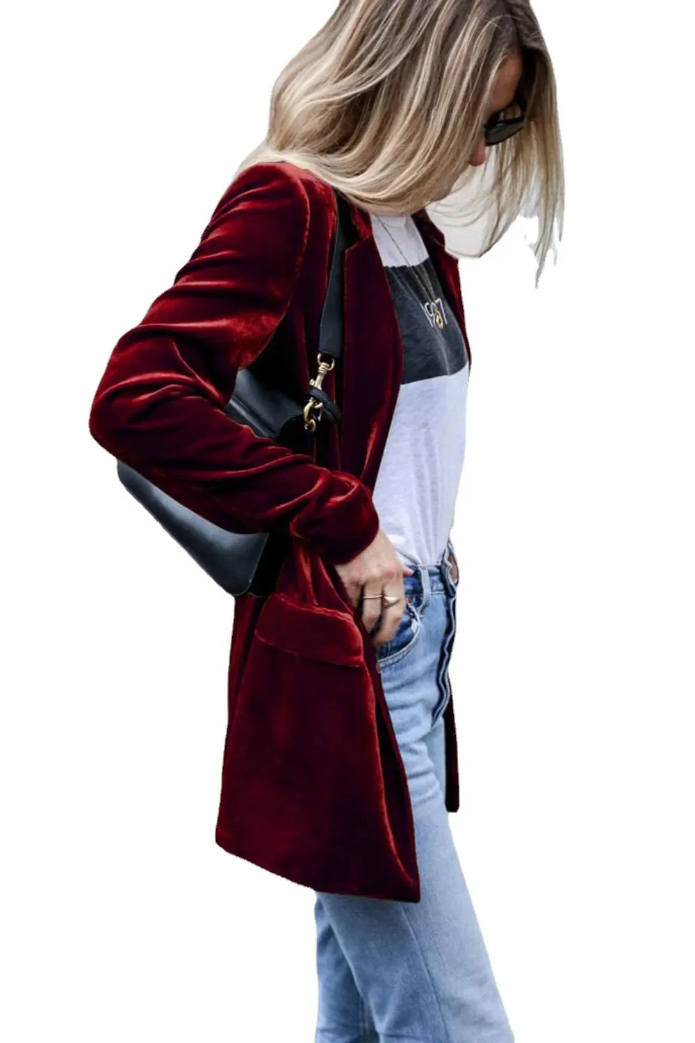 Blazer de terciopelo de manga larga para mujer, ropa de oficina, estilo coreano, novedad de 2023