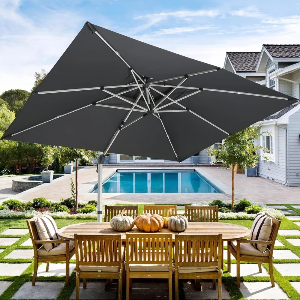 

Large Beach Umbrella for the Beach Patio Furniture Outdoor Set 10x13 FT Rectangle Cantilever Umbrella With Cross Base Parasol