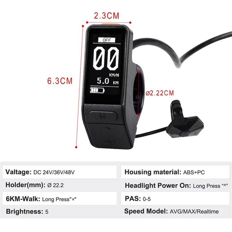 SW102 Mini Ebike Display Waterproof Speedometer Controller For Bafang BBS01 BBS02 BBSHD Mid Drive Motor Change Parts