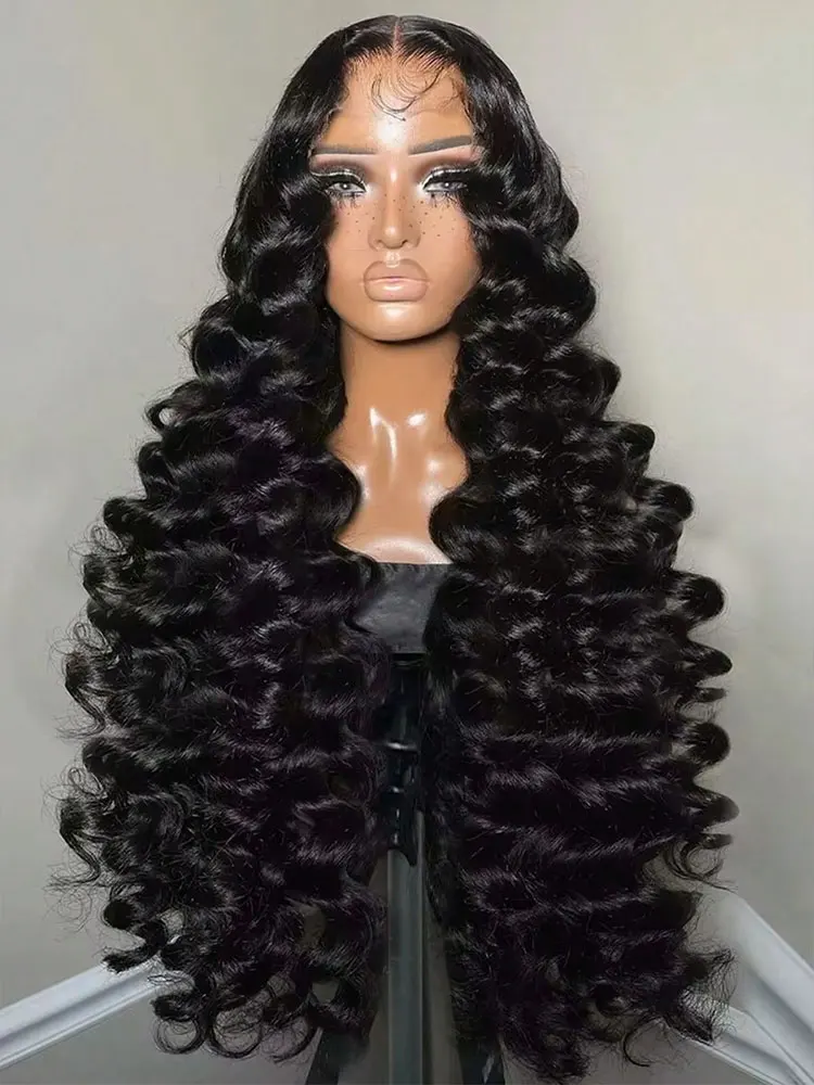250% Density Loose Deep Wave 13x4 13x6 HD Transparent Lace Frontal Wig 5x5 Gluess Wig   Deep Wave Frontal Human Hair Wig
