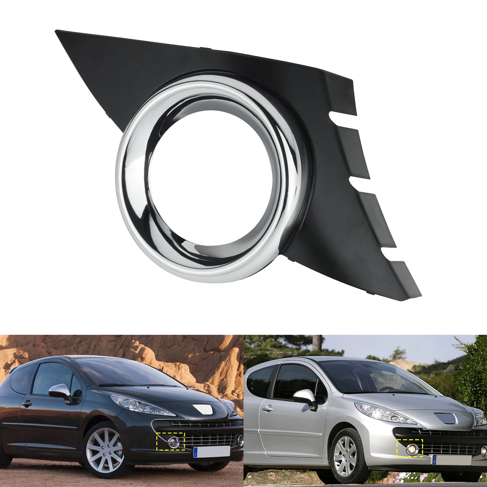 ANGRONG Frontstoßstangen-Nebelscheinwerfer-Untergrill rechts für Peugeot 207 Sport 2006–2009