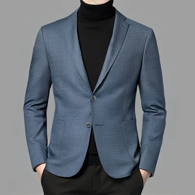 

2025 Men solid color high-end fashion handsome trend banquet British style business casual simple suit jacket