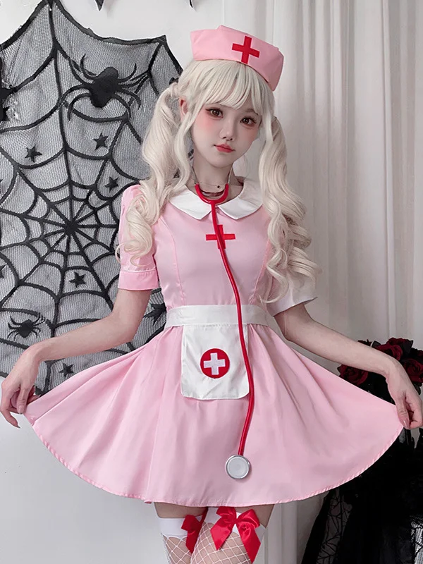 

Сексуальная медсестра orm Костюм loween School Color Play Hot Girl Knot Полиэфирное волокно Сказочная юбка ort Sve Dr