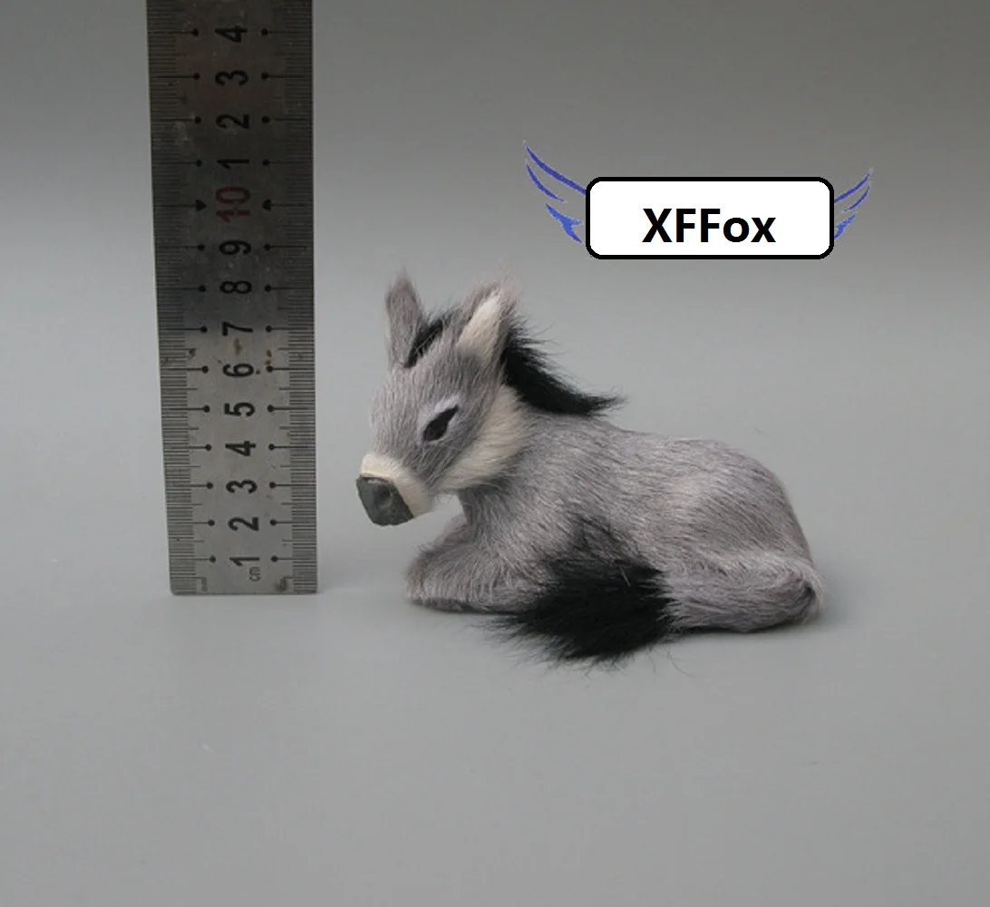 simulation donkey hard model plastic&furs gray donkey doll about 10x6x8cm