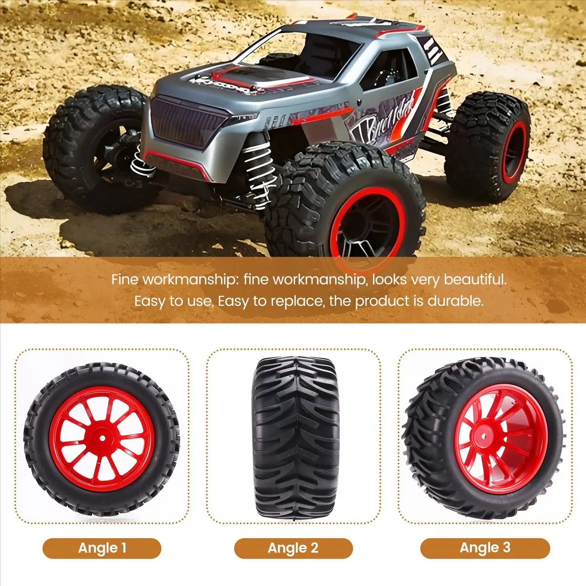 sixsix 128MM 1/10 RC -Truck -Tire Tyre Wheel Foam Inserts 12mm Hex for /Arrm ///// A