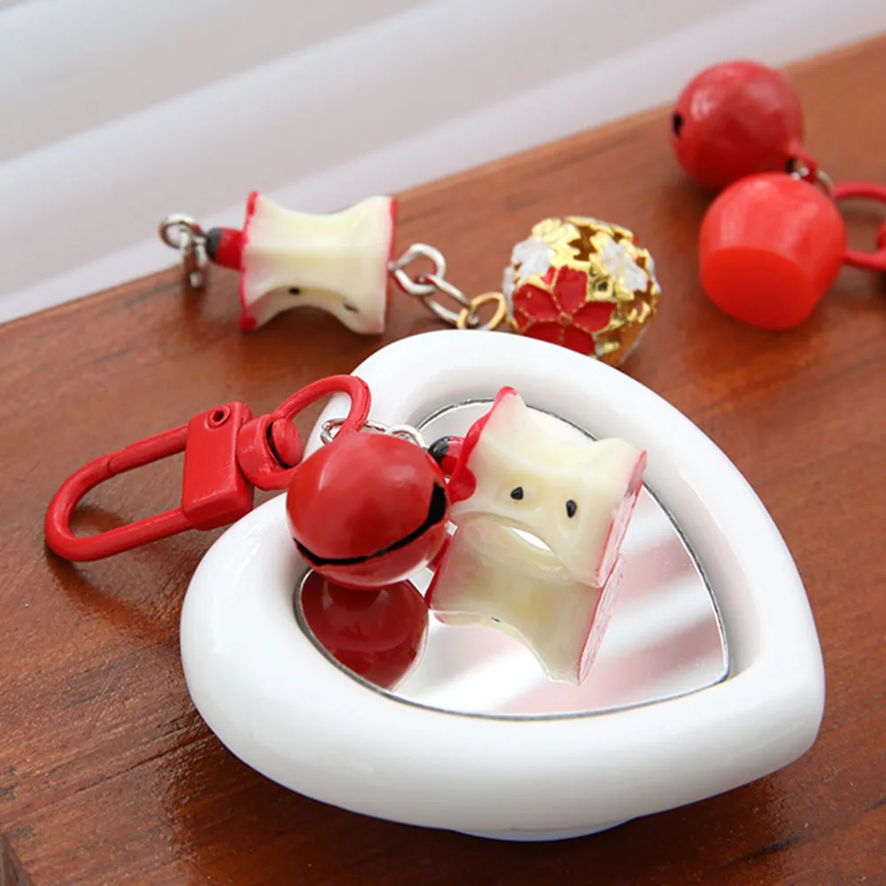 Cartoon Red Apple Keychain Charms Phone Chain Straps Cute Bag Backpack Hanging Pendant Key Chain Keyring For IPhone For Sumsung