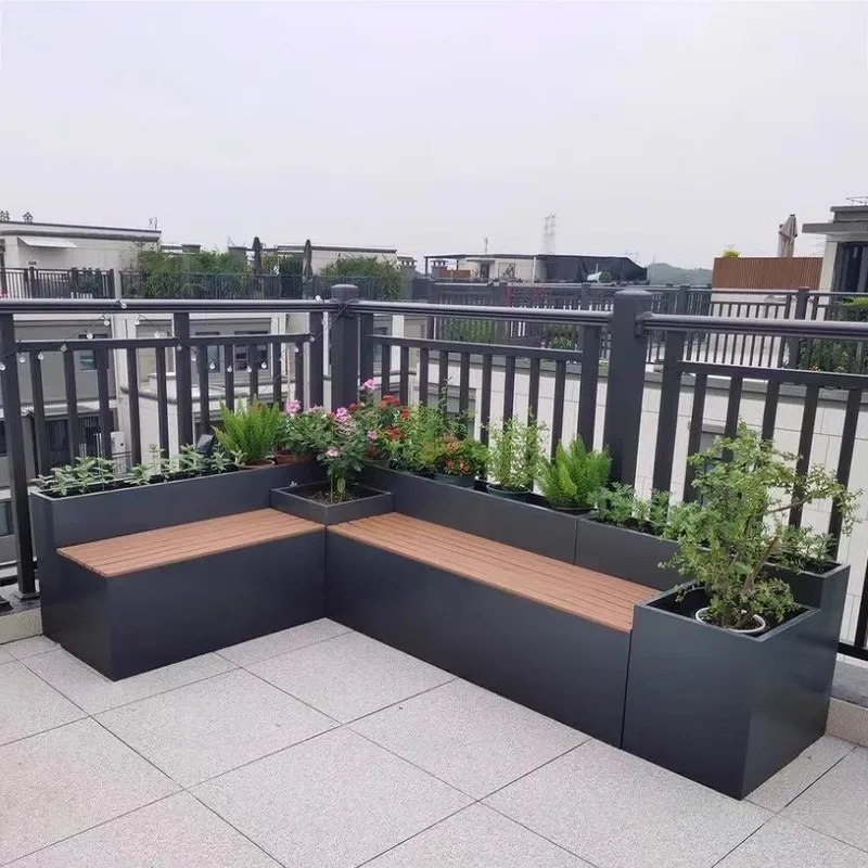 

Outdoor stainless steel flower box seat combination courtyard card fence partition flower slot roof balcony planting