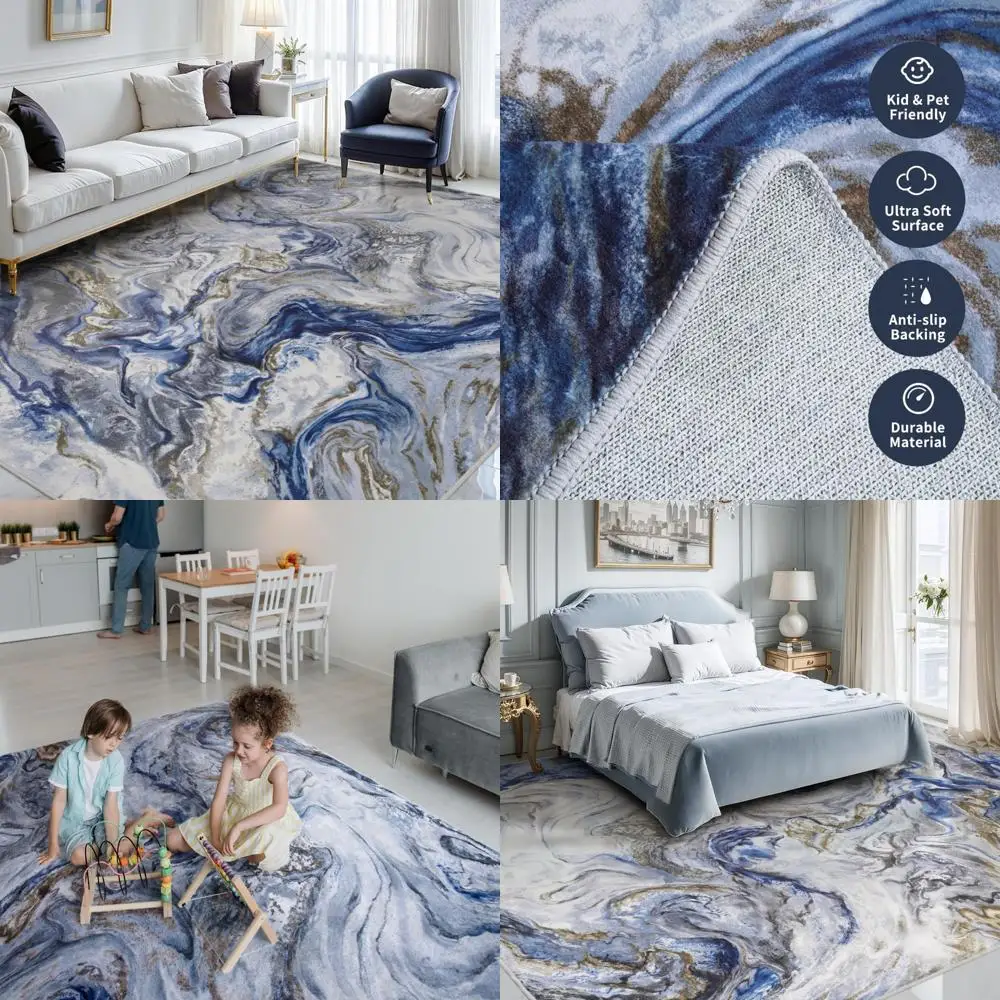 5x7 Area Rugs for Living Room, Modern Abstract Rug for Bedroom, Contemporary Machine Washable Rug, Large Stain Resistant Carpet