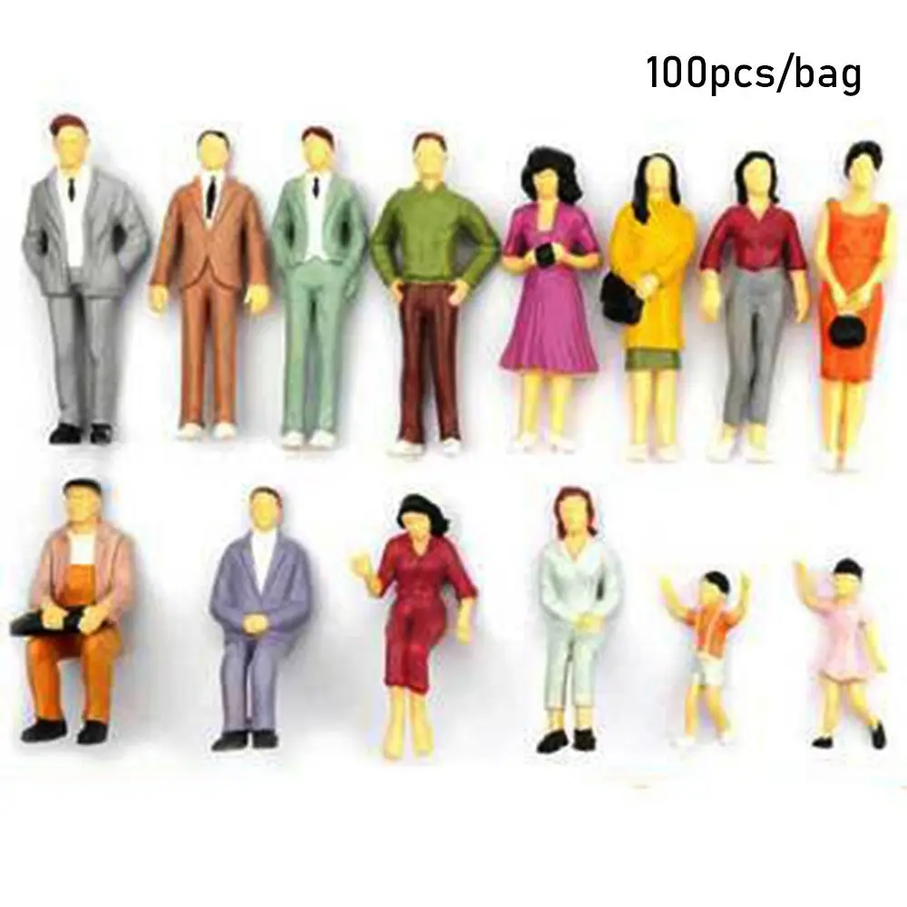 100 Stück Heiß begehrte, gemischte Farben, verschiedene Größen (1:100/1:150/1:75/1:50) Modelleisenbahn-Landschaftsfiguren, DIY-Charaktermodelle, Passagiere