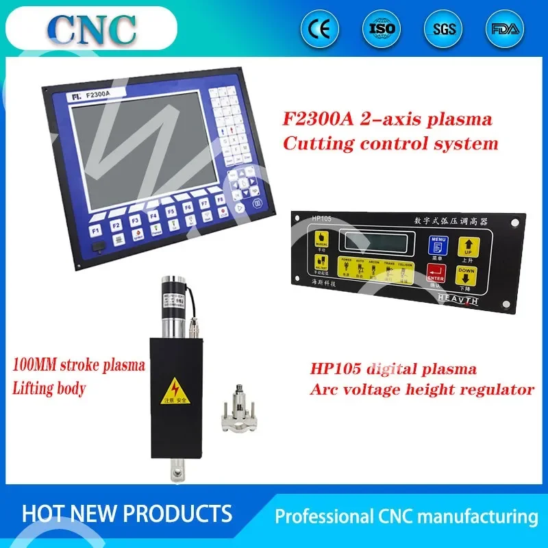 2-Achsen-CNC-Plasmaschneiden-Bewegungssteuerungssystem-Kit, Schneidsteuerung F2300A, digitale Höhenverstellung der Lichtbogenspannung F1621 HP105