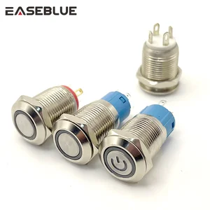 Wasserdichte Metallknopfschalter, LED -Licht, momentane Verriegelung, PC aus, rot, grün, weiß, gelb, blauer Ring, 12 mm, 16 mm, 19 mm, 22 mm 10 Hauptverkaufs -PC -Taste - №9