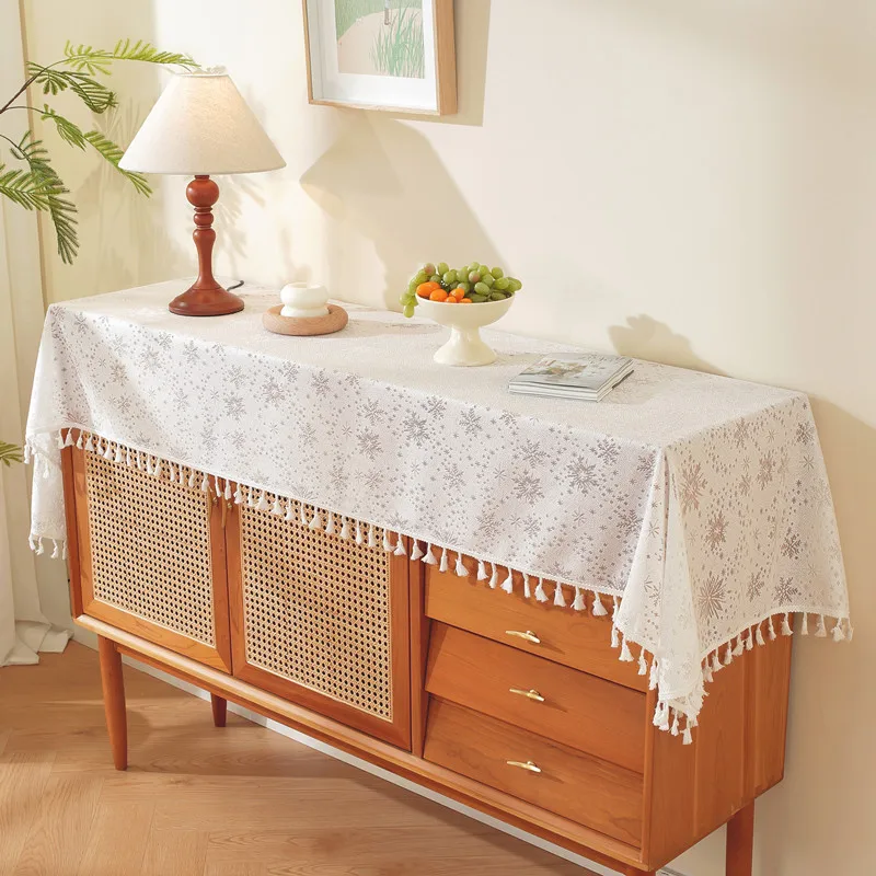French Pastoral Romantic Lace Hollow Tablecloth Bucket Sideboard Long Cover Towel Tassel Table Runner Manufacturers Table Cloths
