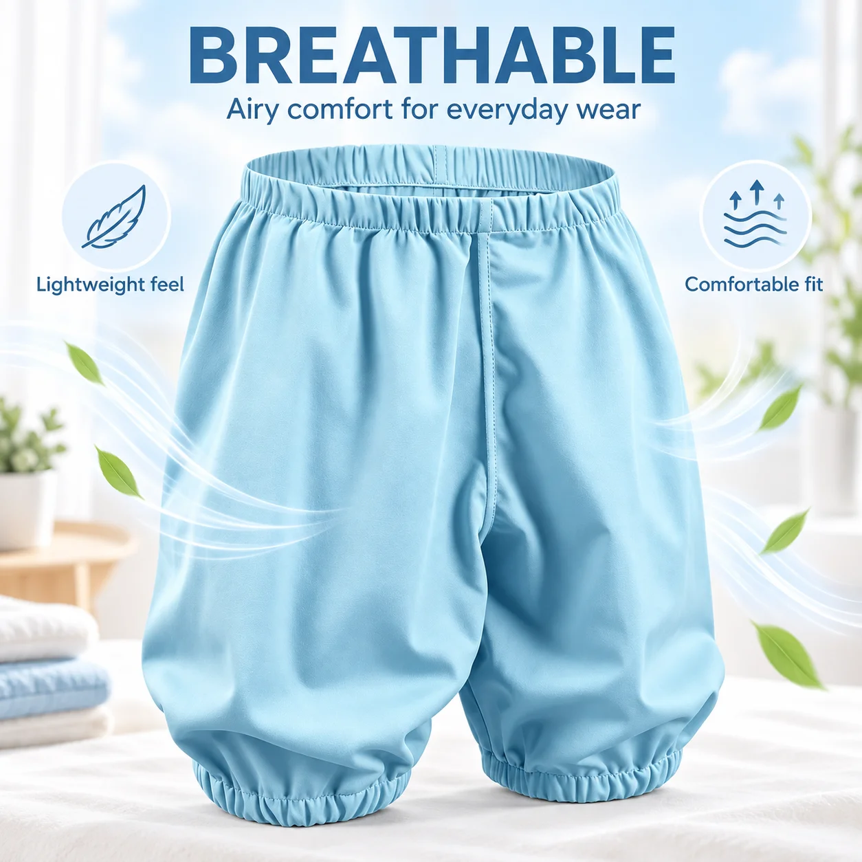 2 Pieces Reusable Adult Solid Color Protective Under Shorts, Soft Breathable, Hand Wash & Machine Washable, Black Loose Elastic