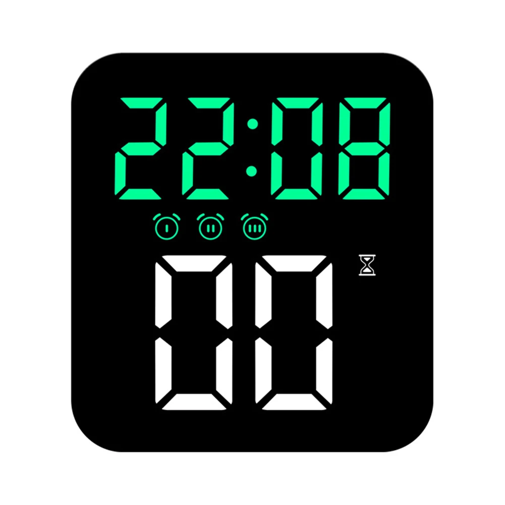 LED Silent Alarm Clock with Multifunctional Display Adjustable Brightness and Countdown Timer for Various Rooms