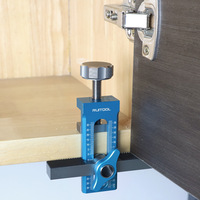 Cabinet Door Handle 2-in-1 Clamp Aluminum Alloy Cabinet Door Panel Hole Opener Adjustable Locator Woodworking Installation Tools