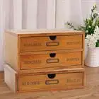 

Brown Rectangle Vintage Wooden Storage Box Drawer Cosmetic Jewelry Organizer