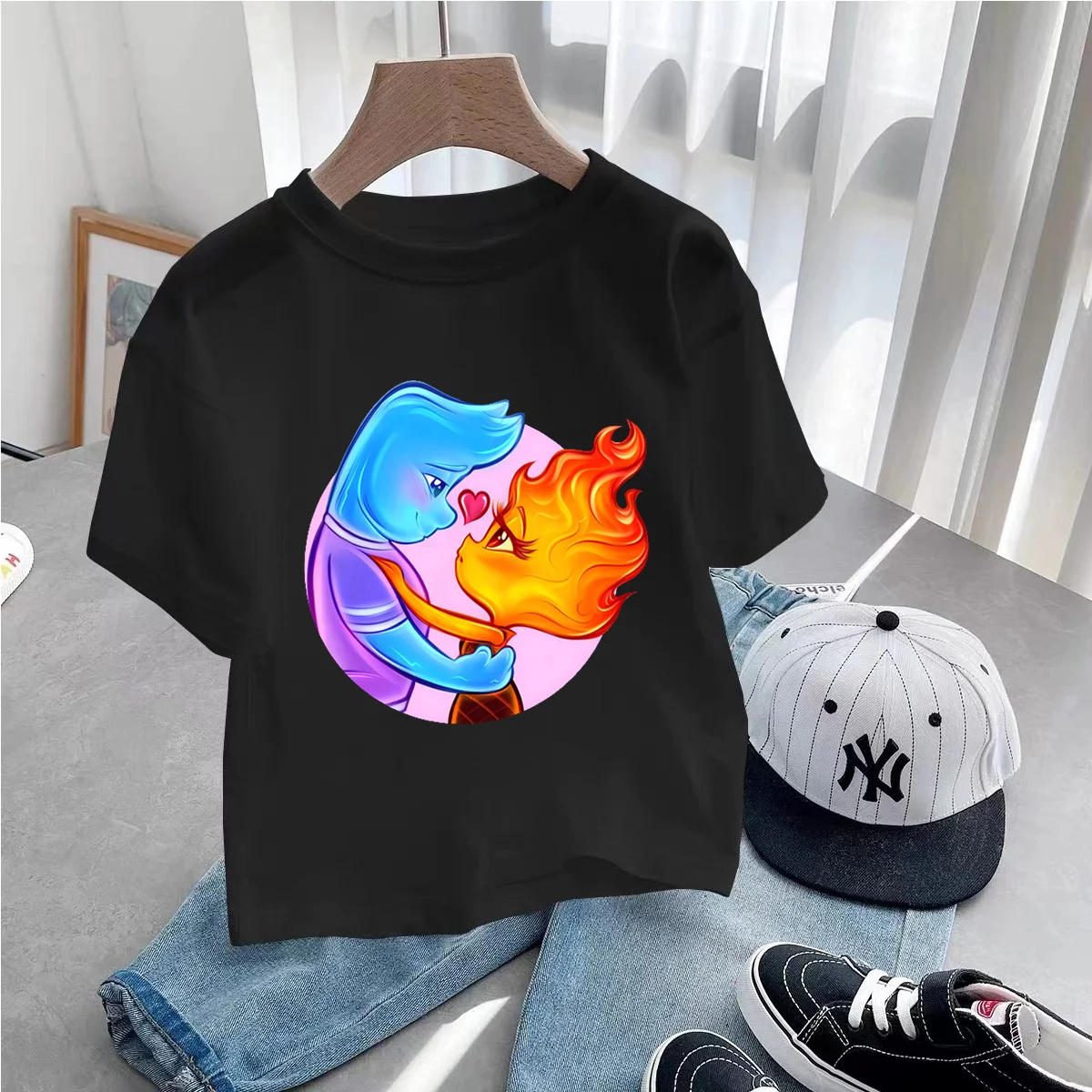 Disney elements Wade Ripple and Embe Anime Summer fashion cartoon children's cartoon T-shirt crew-neck short sleeve print