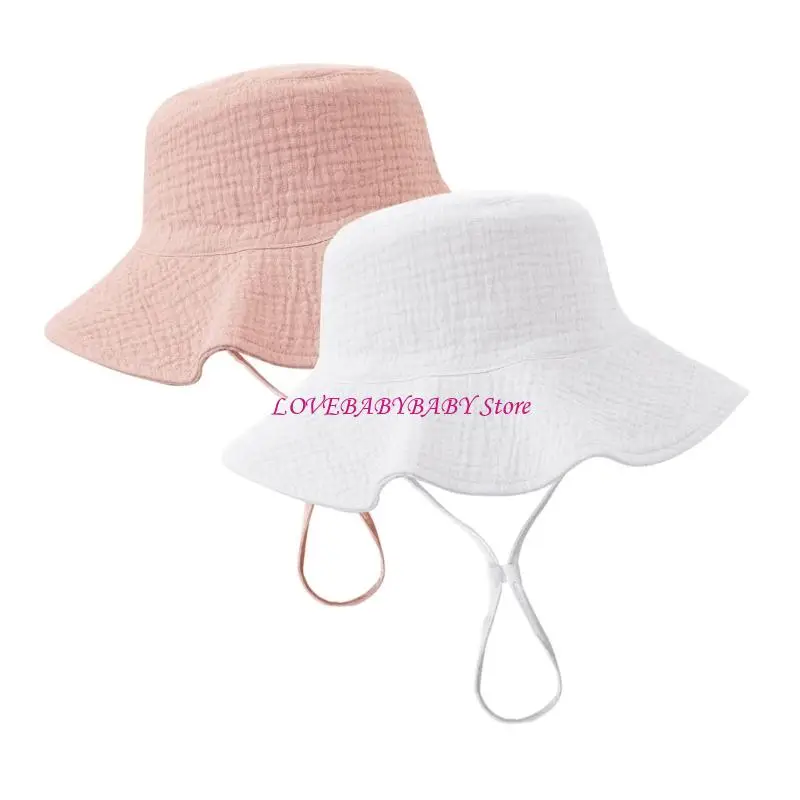 2pcs/set muselina baby sun gat upf50+ cubo cubo ancho correa barbilla ajustable para niñas para niños verano esencial 4xbc