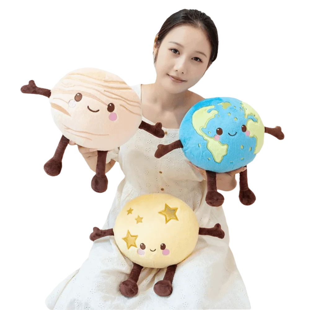 트렌디하고 귀여운 행성 인형 펜던트 가방 매력적인 태양 달 화성 행성 플러시 장난감 미니 플러시 장식품 키체인 어린이 선물