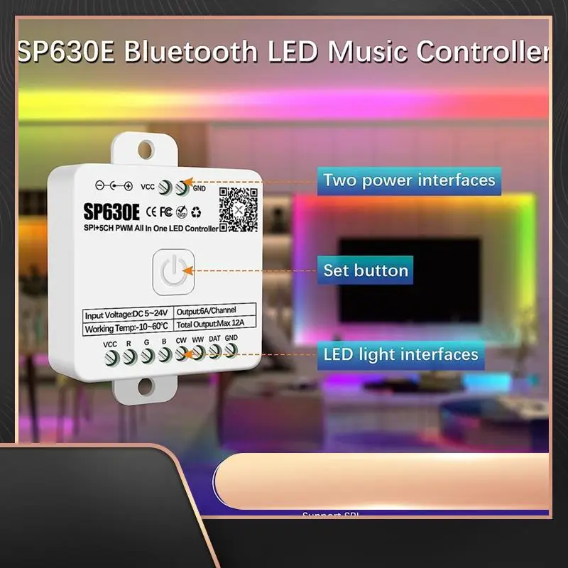 

Светодиодный контроллер Rgbw Wi-Fi с поддержкой PWM, одноцветный CCT RGB RGBW RGBCCT и SPI TTL IC Chip, светодиодная лента
