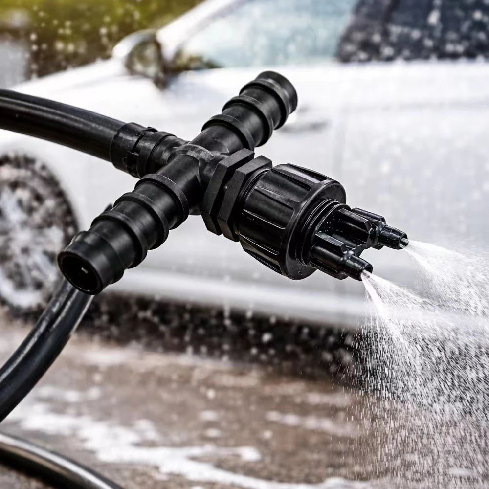 Car wash Hose Connector Compression Irrigation Tee Connector 16mm Lock Nut Irrigation Connector Leakproof Irrigation Hose Tee