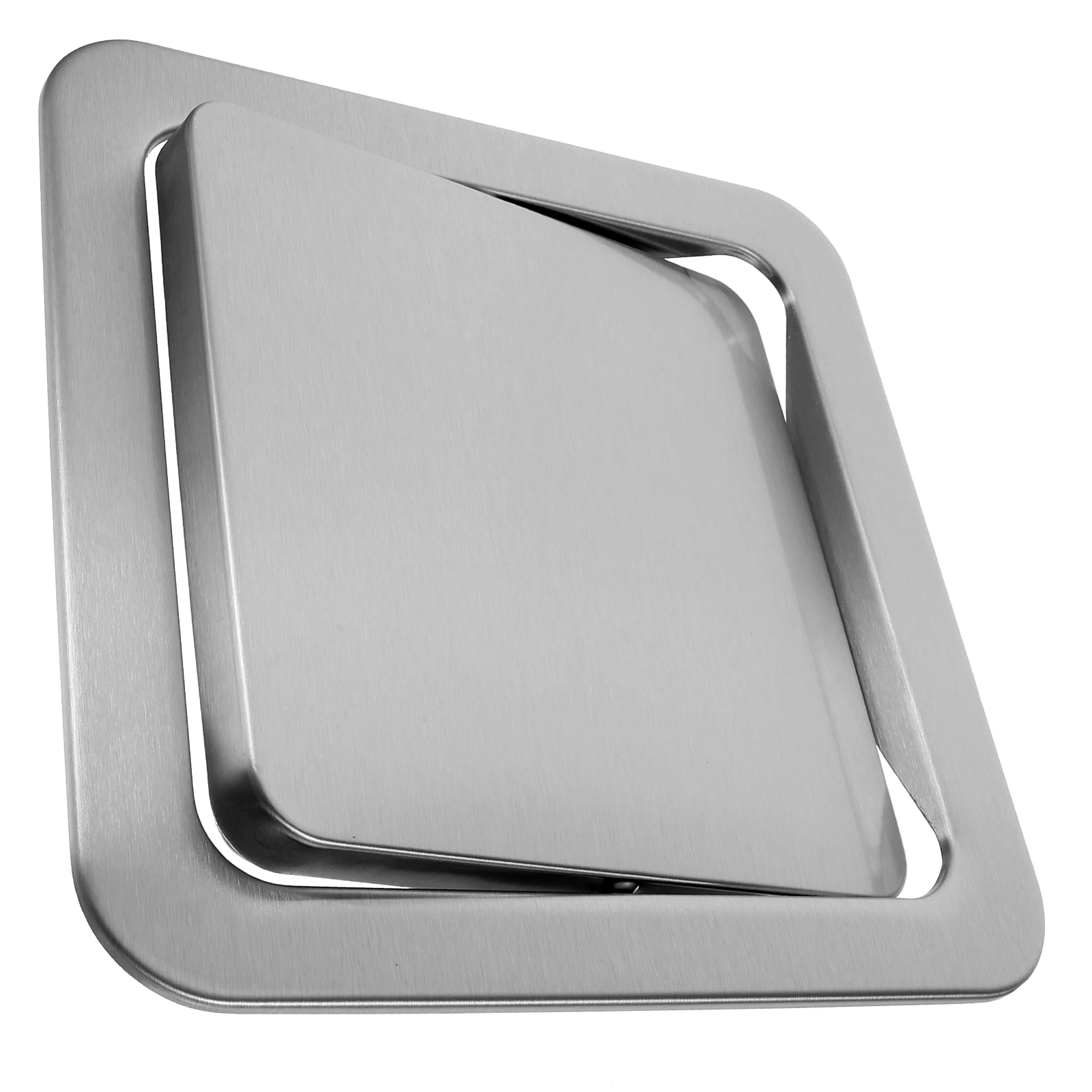 

Stainless Steel Trash Can Lid 430 Small Silver Swing Cover for Countertop Garbage Bin Flap Recessed Kitchen Bathroom Office