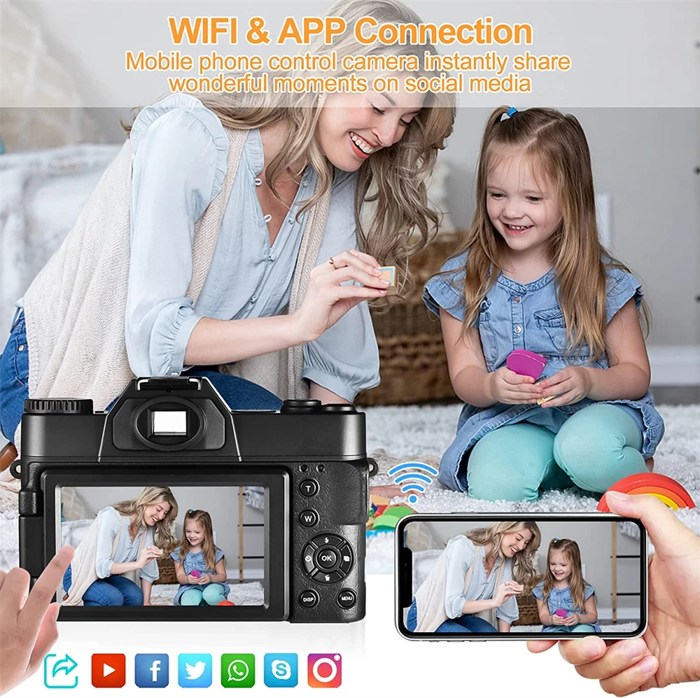 KOMERY Compact Digital Photography Camera 4K WIFI Web Camera Vintage Vlog Video Recorder YouTube 48MP Camcorder 3\