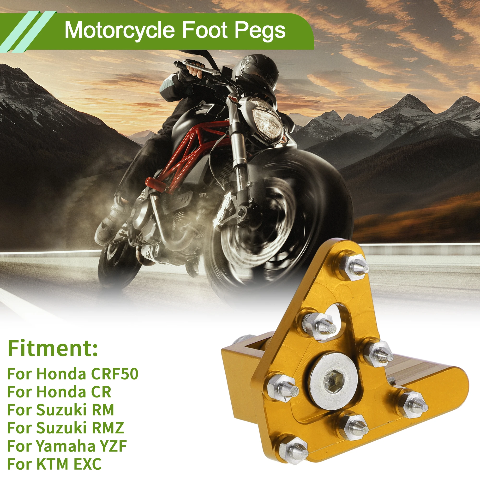 UXCELL Motorcycle Foot Pegs for Honda CRF50 Footrests Footpeg Foot Pedal Gold Tone 1 Pc