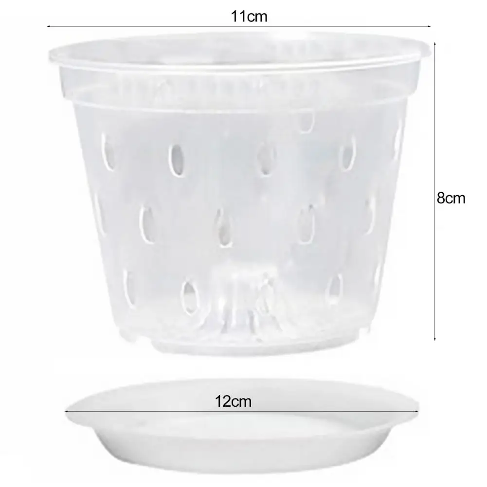 Flower Pots Flowerpots Transparent Orchid Pots with Side Holes Trays Reusable Plastic Planters for Flowers Wide Application