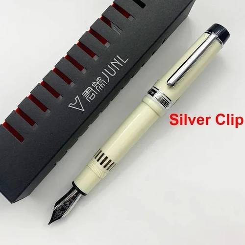 Imagen 2 del producto WingSung/JUNLAI pluma estilográfica grande de pistón de resina 930 N0.9 Iraurita F/M/B punta dorada/plateada Clip pluma de regalo de escritura para estudiantes de negocios