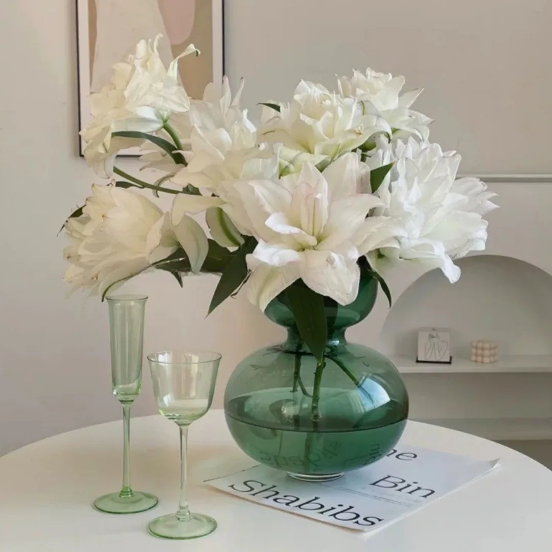 

1PC simple fashion gourd glass vase ornaments porch living room dining table hydroponic flower arrangement home decoration.