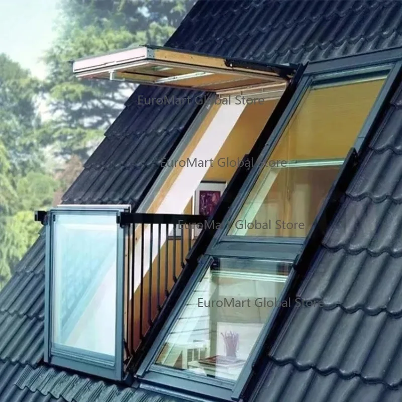 Modern Style Aluminum Double Glass Skylight Waterproof with Tempered Glass And Balcony for Home Improvement