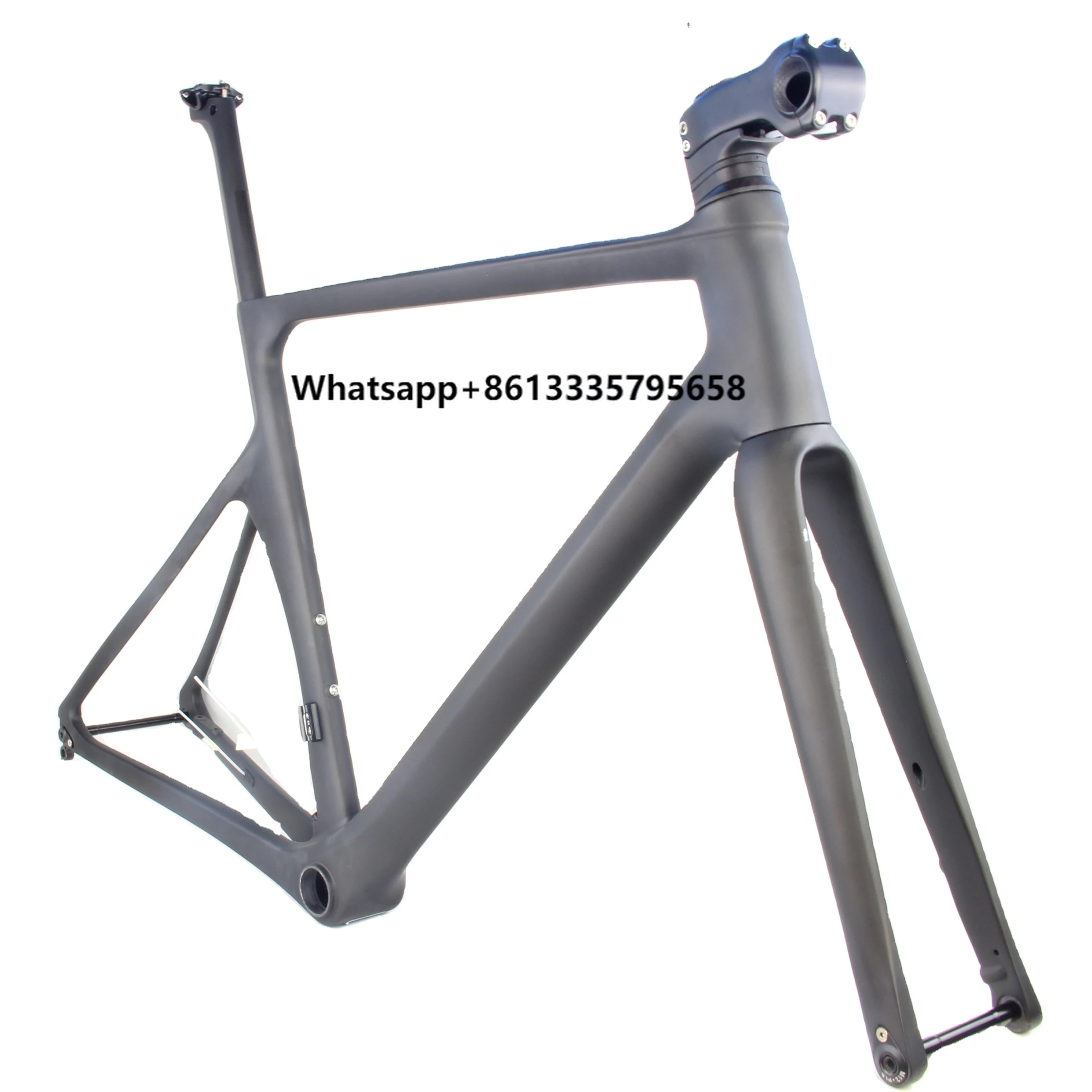 

700c Aero Racing Road Bicycle Carbon Frame Set with Stem Disc Brakes Full Internal Cable Routing Flat Mount