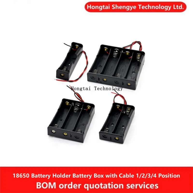 1/2/3/4 Position 18650 Battery Holder with Cable DIY Lithium Battery Case