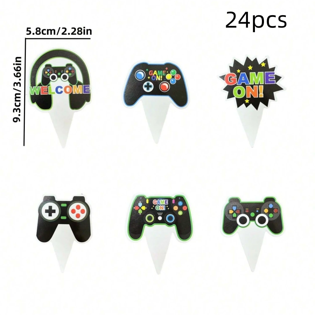 زخرفة وحدة تحكم اللعبة لحفلة عيد الميلاد ، تزيين الكيك ، زخرفة كب كيك ، الحفلات ، الذكرى السنوية ، 24-48 لكل عبوة تزيين كعكة عيد ميلاد ، هدية حفلة #4