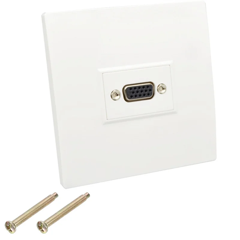 86mm Pro VGA S-VGA 15pin Female Home TV AV Wall Outlet Video Socket Face Plate White ABS